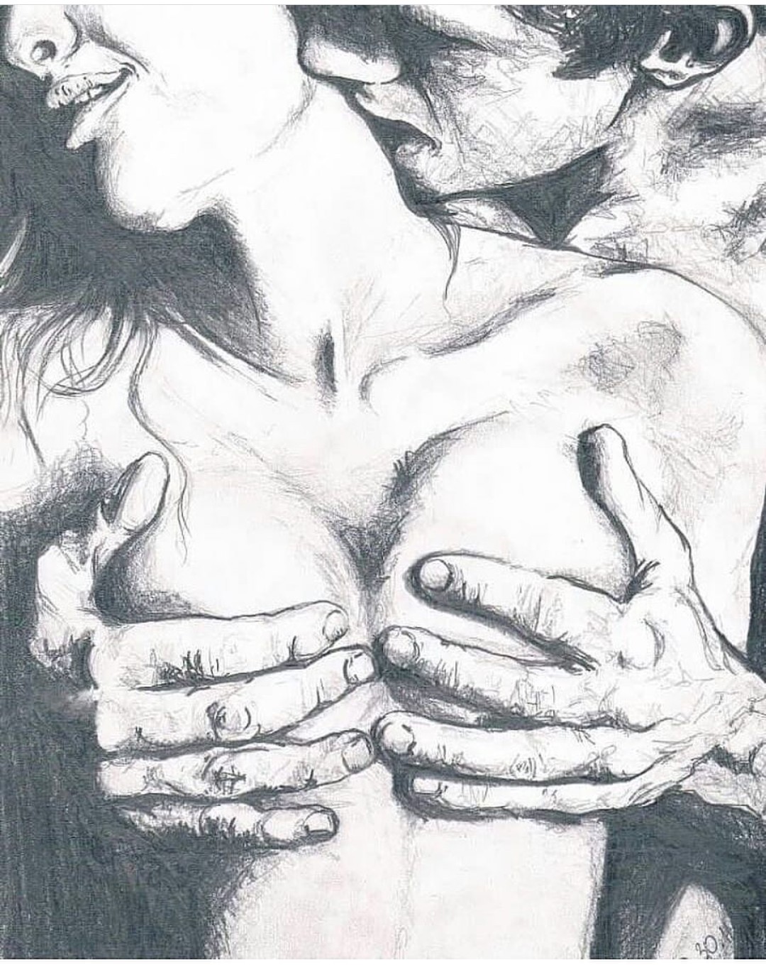Erotic kiss drawing