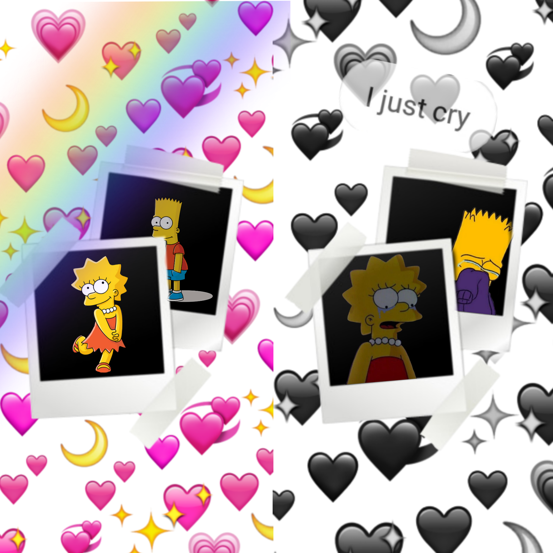 Simpsons Lisa Bart Happy Sad Rainbow Text Emoji 