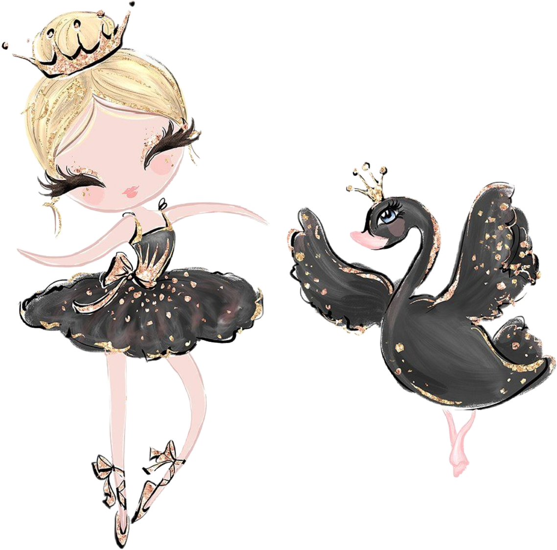 watercolor ballet ballerina blackswan swan uglyduckling...
