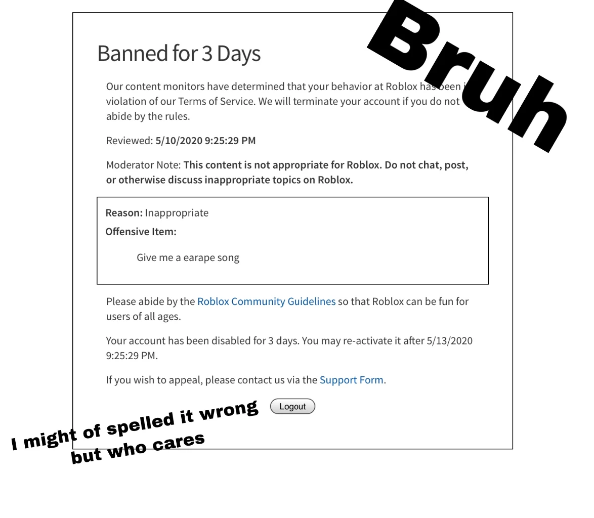 Banned Dumb Roblox Image By Nolybird