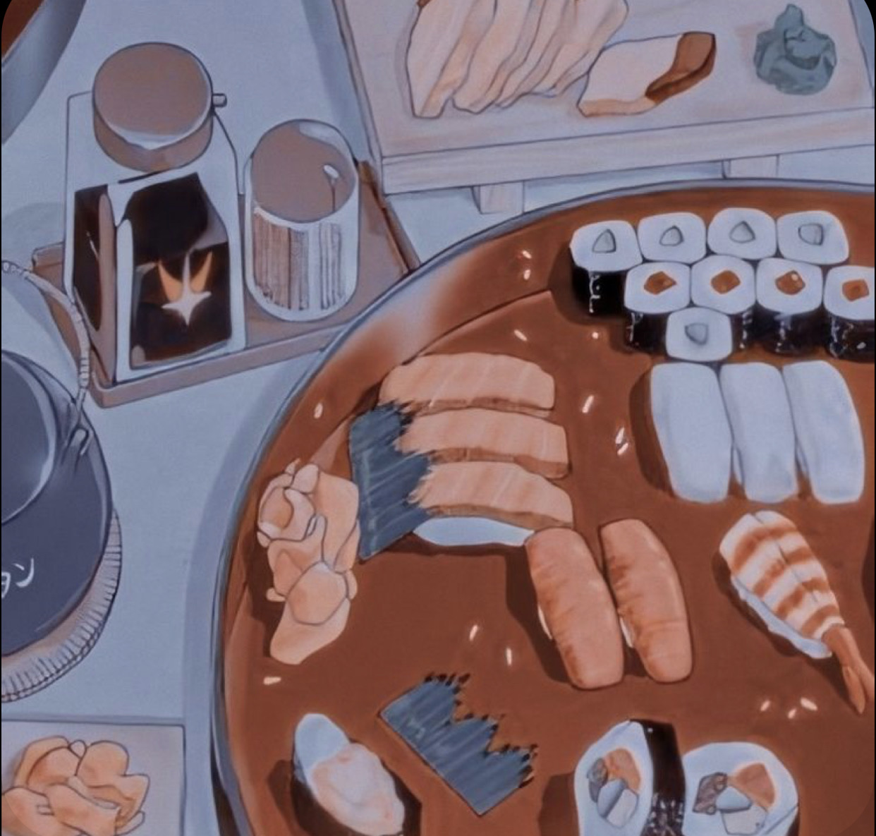 Эстетика аниме 90-х еда