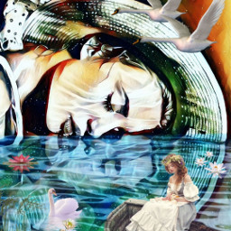 dream woman women dreams boat swan water local freetoedit