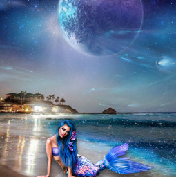 freetoedit mermaid siren fantasy scifi planet beach glitter sparkly empresslunafrost kerrymcgavern peace peaceful space florida california