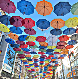 bestfriends umbrellas rainbow sky photography