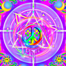 hippy peace layers wallpaper neon pink rework purple shapes geometric mandala fractalvision tripout acidart flowers smileys peacesign goodvibes wallpaperart prettyinpink purplevibes artpage freetoedit