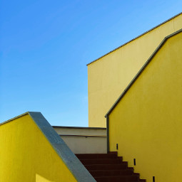 freetoedit yellow blue stairs cityaesthetic city