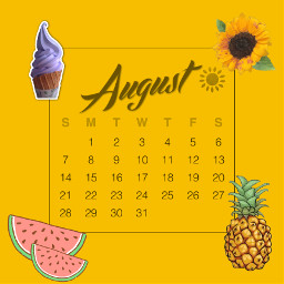 calendar august summer tropical pineapple watermelon icecream sunflower freetoedit srcaugustcalendar2022 augustcalendar2022