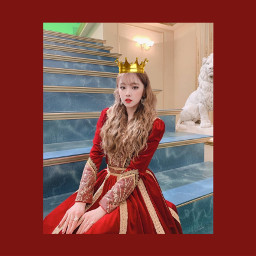freetoedit queen yuqi yuqigidle gidle crown dress red aesthetic royal srckingsandqueens kingsandqueens