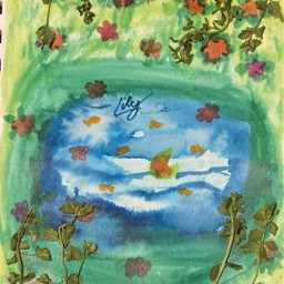 watercolor watercolormarkers pond flowers leaves notfreetoedit donotremix nostealystealy