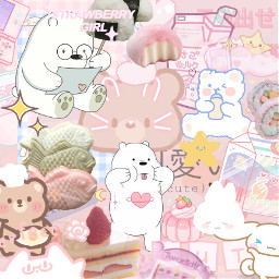 freetoedit pinkaesthetic pink heart kawaii japan aesthetic kpop kpopaesthetic bunny sushi cake cuteaesthetic webarebears polarbear bears sanriocharacters