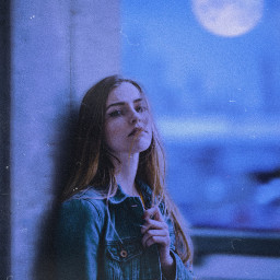 moon blue filter replay girl woman grain baddie jeans city sky freetoedit