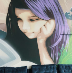 freetoedit wallart painting girl violet blue wallpicture