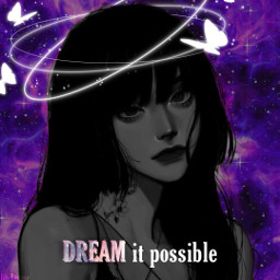 dream dreamitpossible dreams possibilities space galaxy cute phrase remix purple kawaii girl cutegirl animaleye free si yes freetoedit