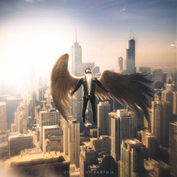 madewithpicsart madebyme myedit picsart instagram artwork artist art surreal conceptart male men man floating flying angel wings cityscape city sky clouds picsartphoto photomanipulation graphicdesign fantasy freetoedit