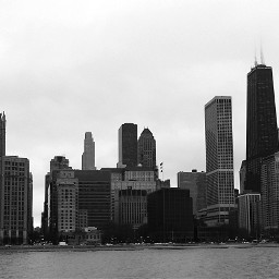 myphotography myphoto chicago ohiobeach lakemichigan cityskylines citylife cityliving cityscape buildings skyscrapers searstower businessdistrict skyandclouds beautifulview fromadistance bordered panoramicview blackandwhitephotography