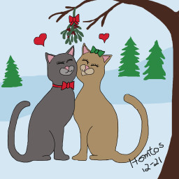 mistletoe christmas cats