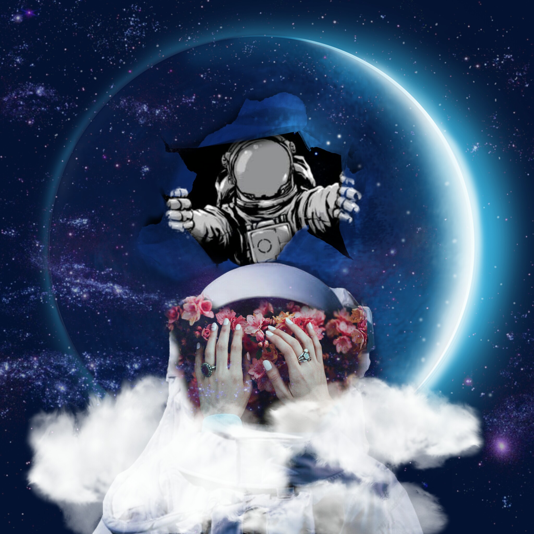 edited doubleexposure whatif lunar astronaut freetoedit