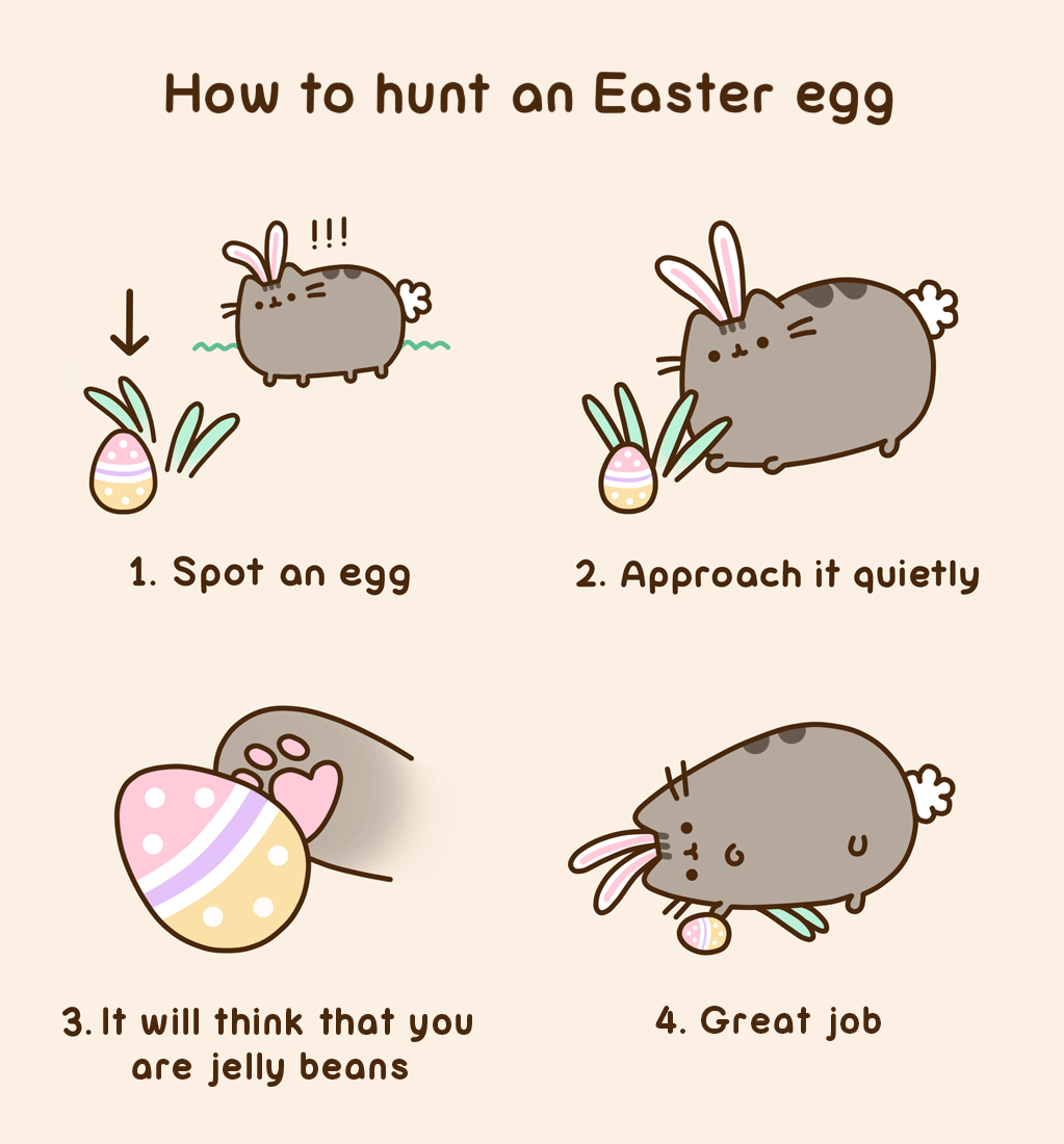 This visual is about pusheen cat gif jelly beans How to hunt an easter egg.