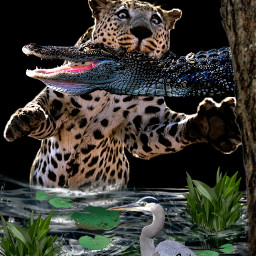 ediçõespelopicsart sussu ceu sky arvore tree lago lake onça jaguar jacare alligator garça heron pantanal swamp folhagem foliage presa prey predador predator freetoedit