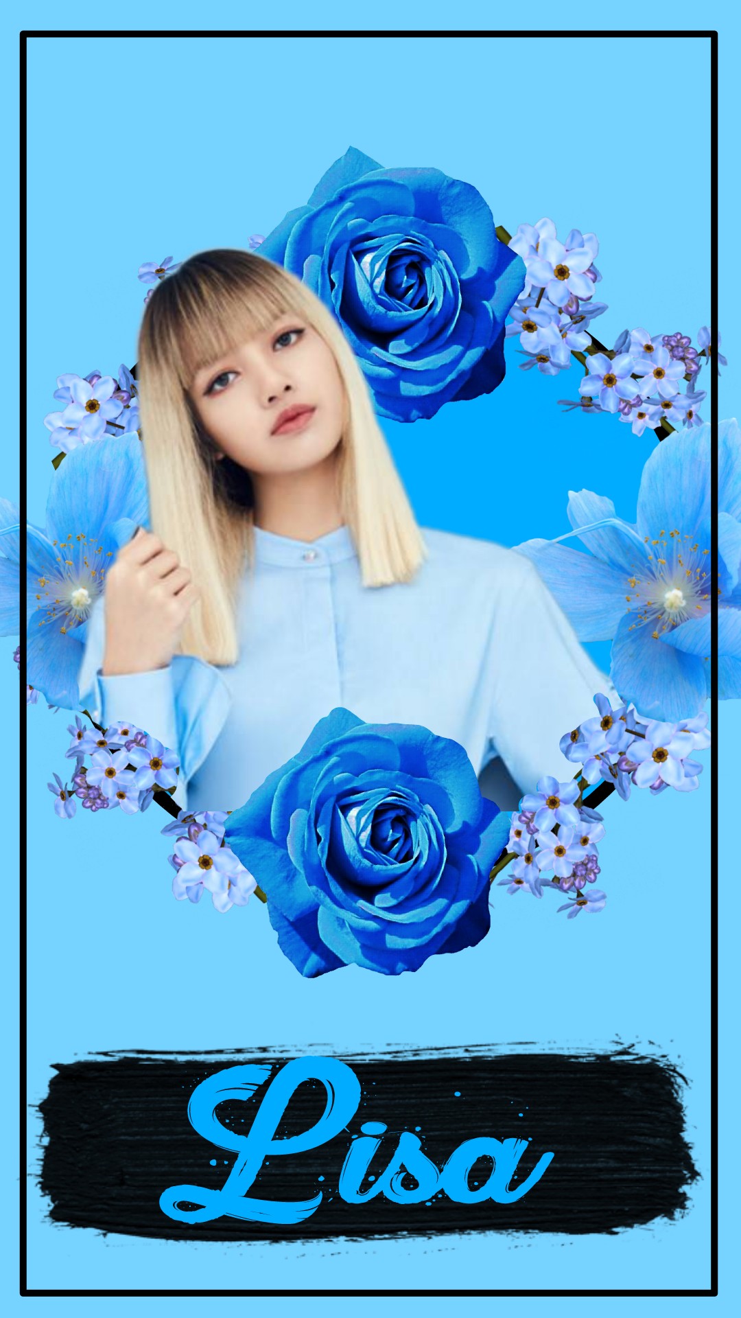 Blackpink Lisa Flowers Blue Wallpaper Image By Clock Out