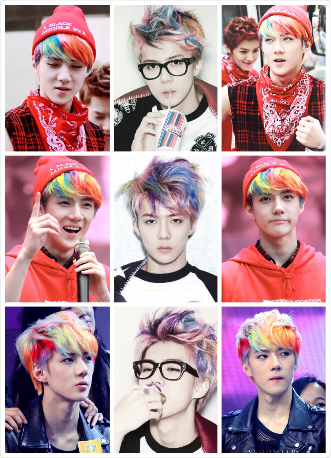 K Idols Hair Appreciation 13 Sehun S Rainbow Hair