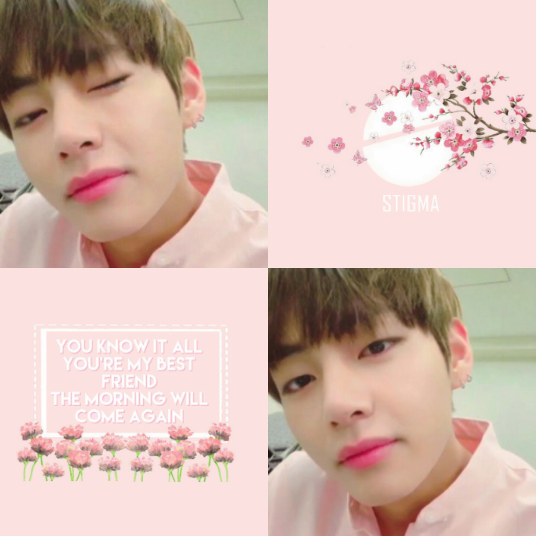 taehyung bts pink pastel aesthetic kpop  