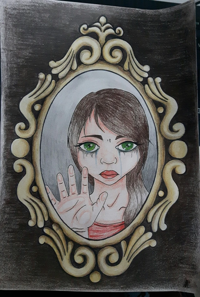 Girl Mirror Sad Drawing Image By Confused Artist Girl Mirror Sad Drawing Image By Confused Artist