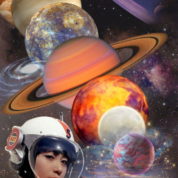 freetoedit space galaxy planets retro collage beach scifi aesthetic