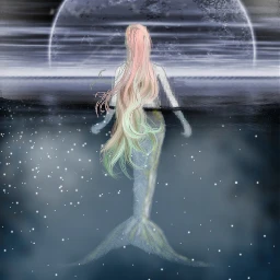 mermaid moon sea freetoedit ircmysticalmermaid