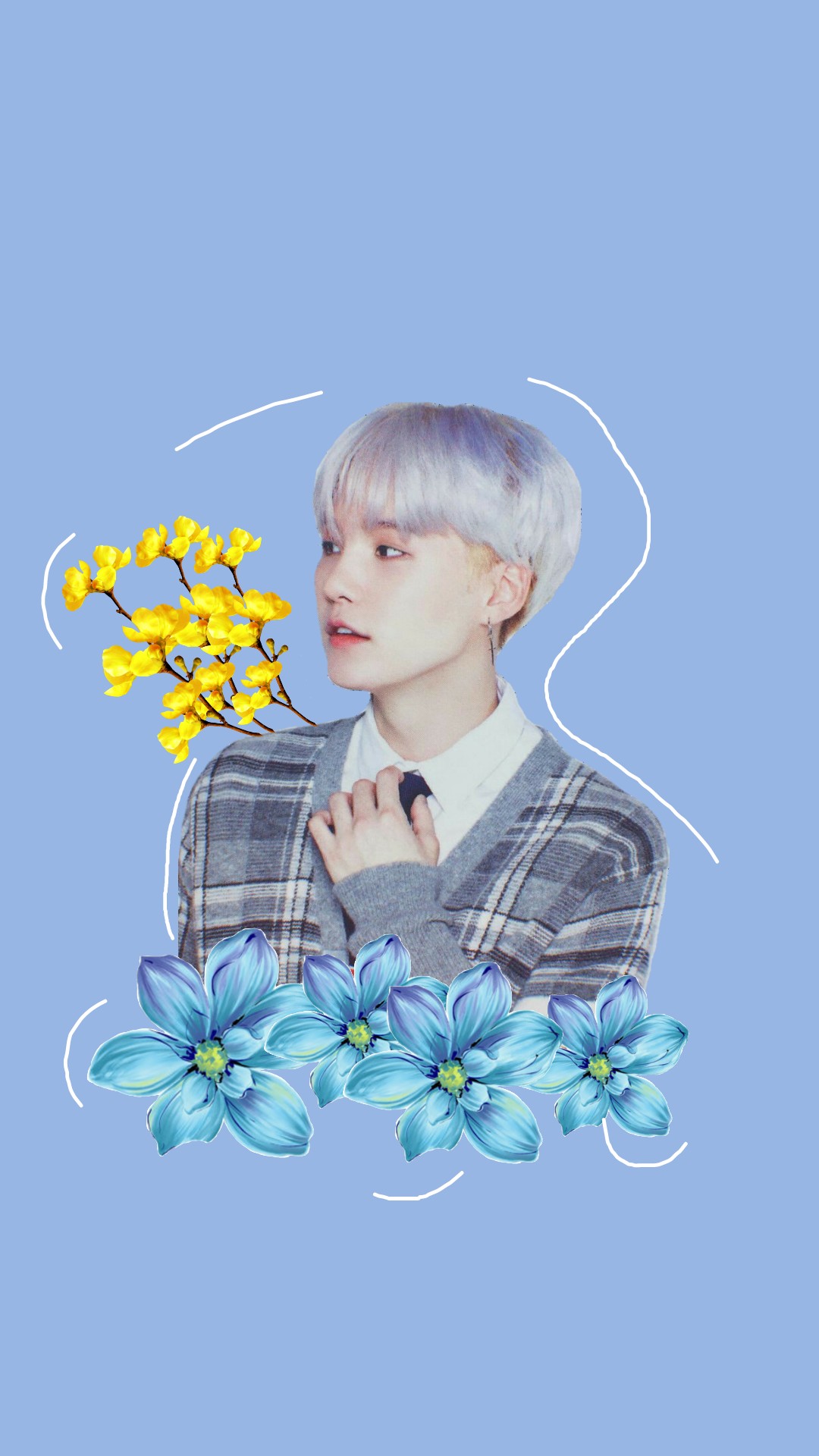 Wallpaper Lockscreen Bts Cute Blue Yellow Kpop Flowers