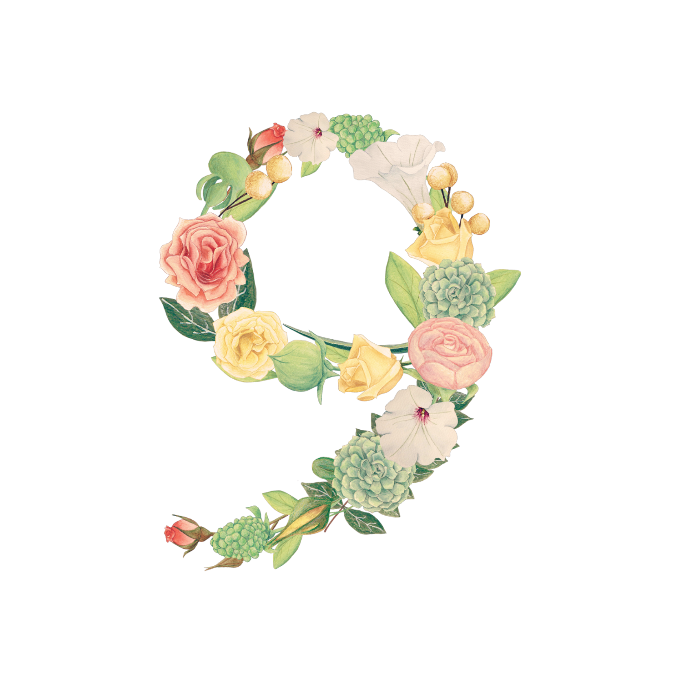 floral Number 9 - Sticker by jkmiles_l