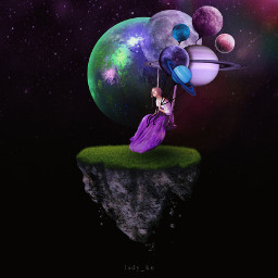 moon girl planets picsart edition purple surreal