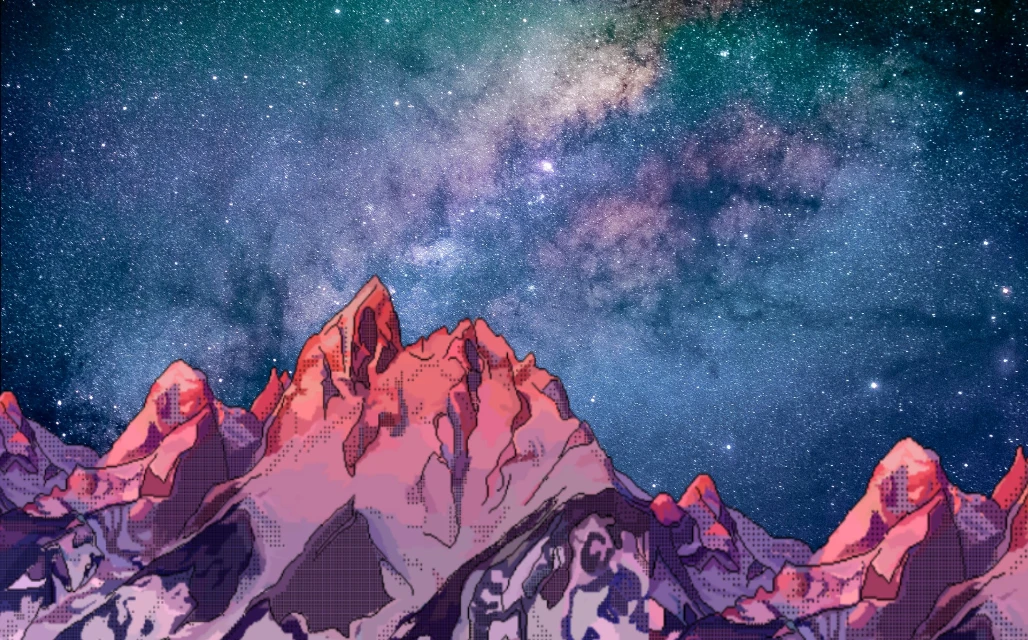 Galaxy Background Mountains 80s Image By Yes