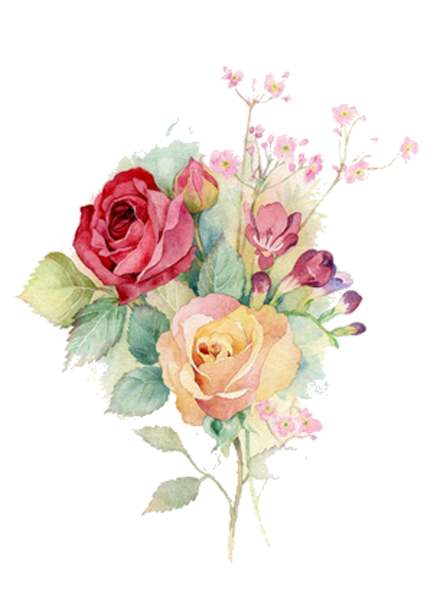 ftestickers watercolor flowers roses...