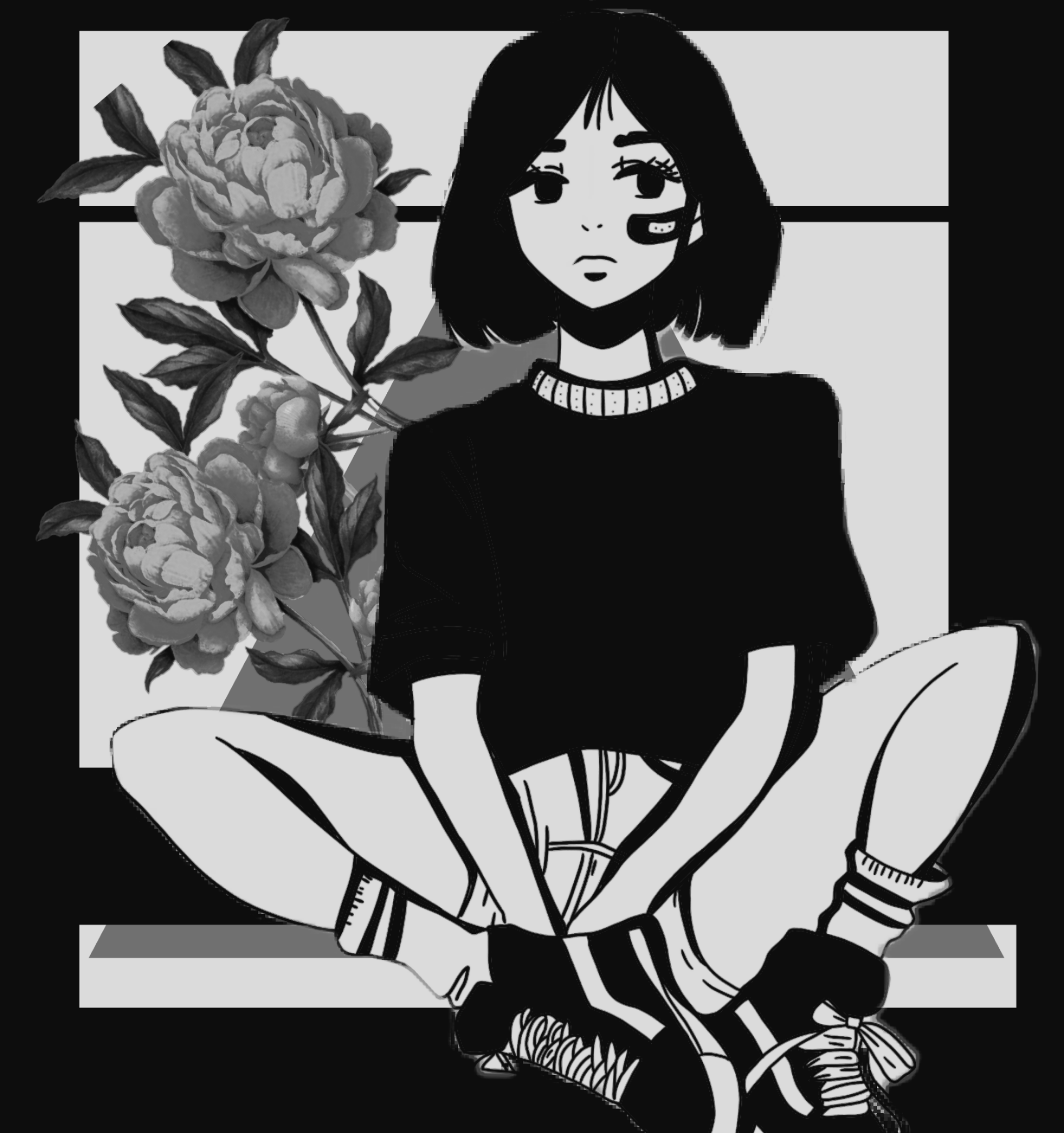 Aesthetic Grunge Anime Girl With Black Hair Otaku Wallpaper
