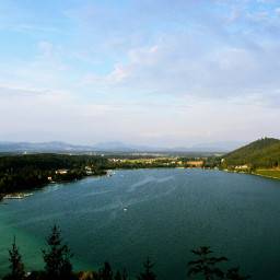 austria lake view forest mountains