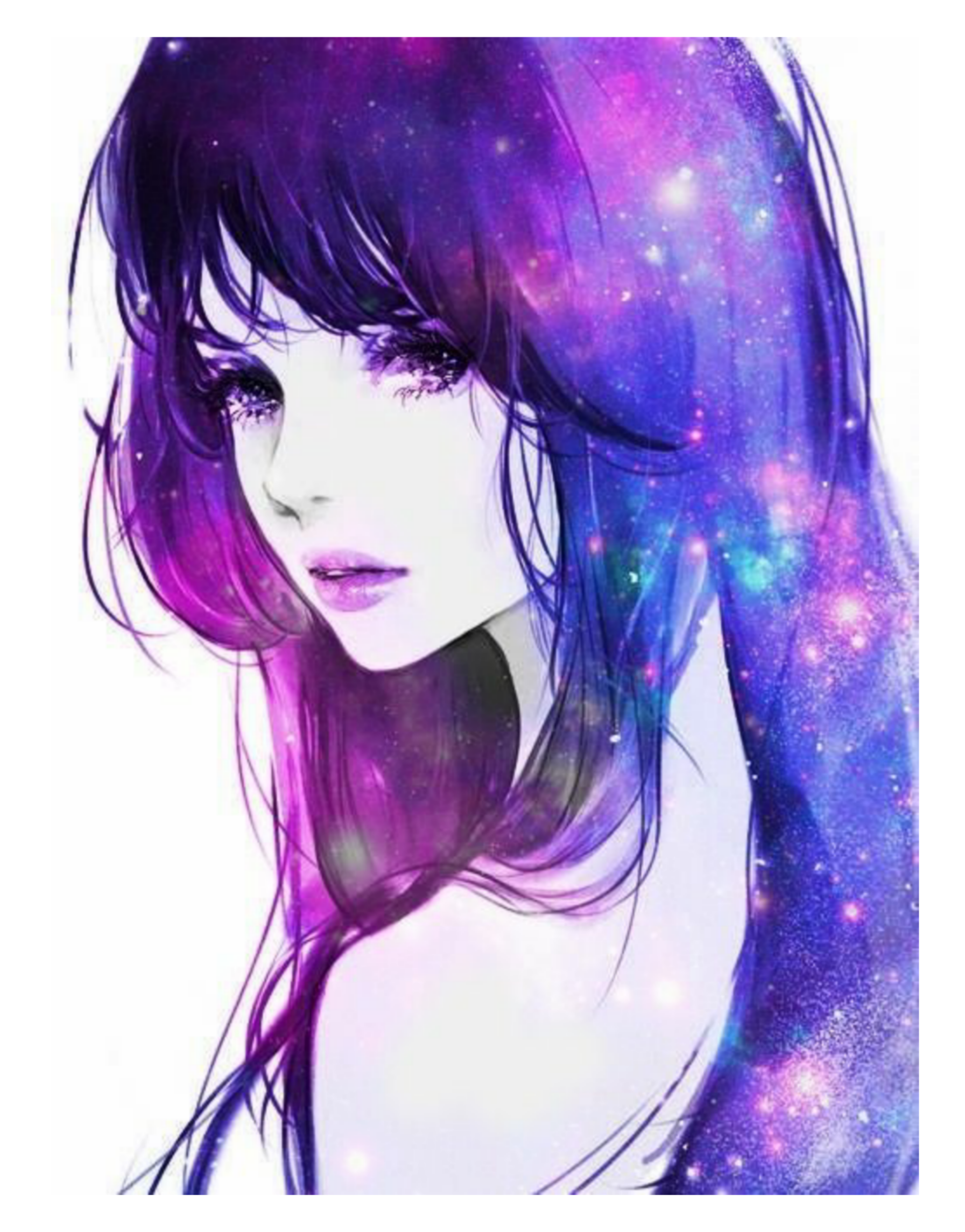 This visual is about galactic girl galaxyhair art drawing freetoedit #galac...