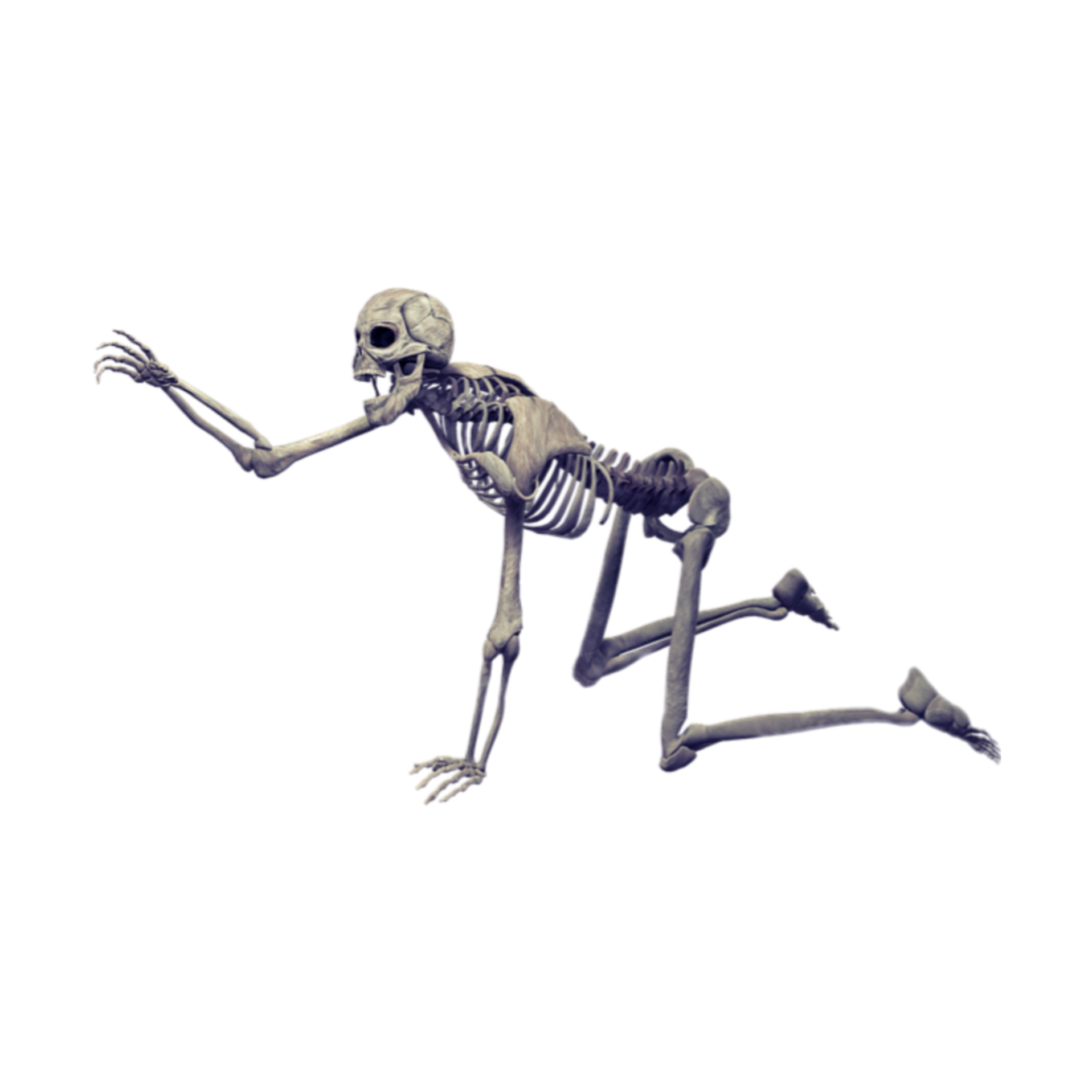 一个褐色的骷髅伸着双臂坐在地面上高清PNG素材