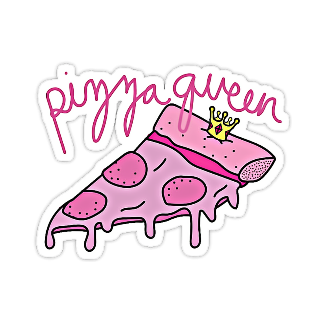 pastel pink pizza queen пицца sticker by @aleksandrakot1855.
