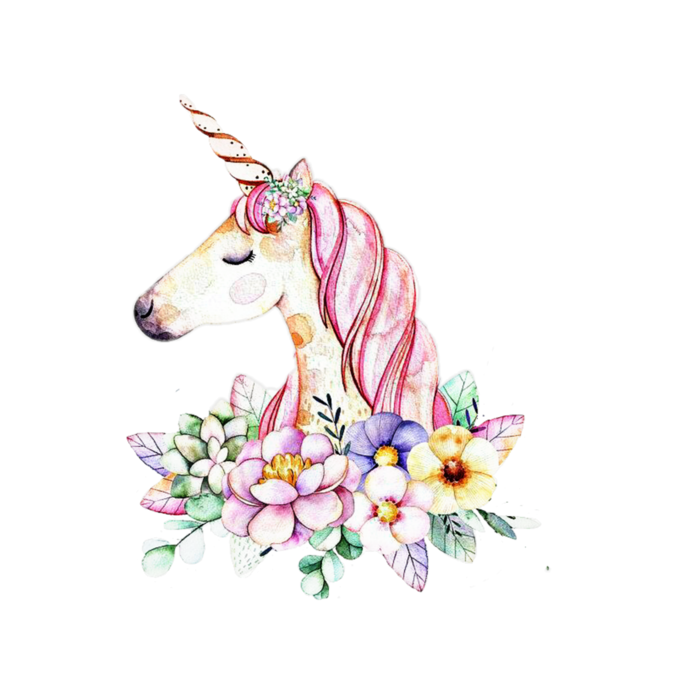 Pastel Unicorn Flowers Sticker By Aleksandrakot1855