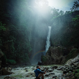 freetoedit waterfall nature rainbow indonesia