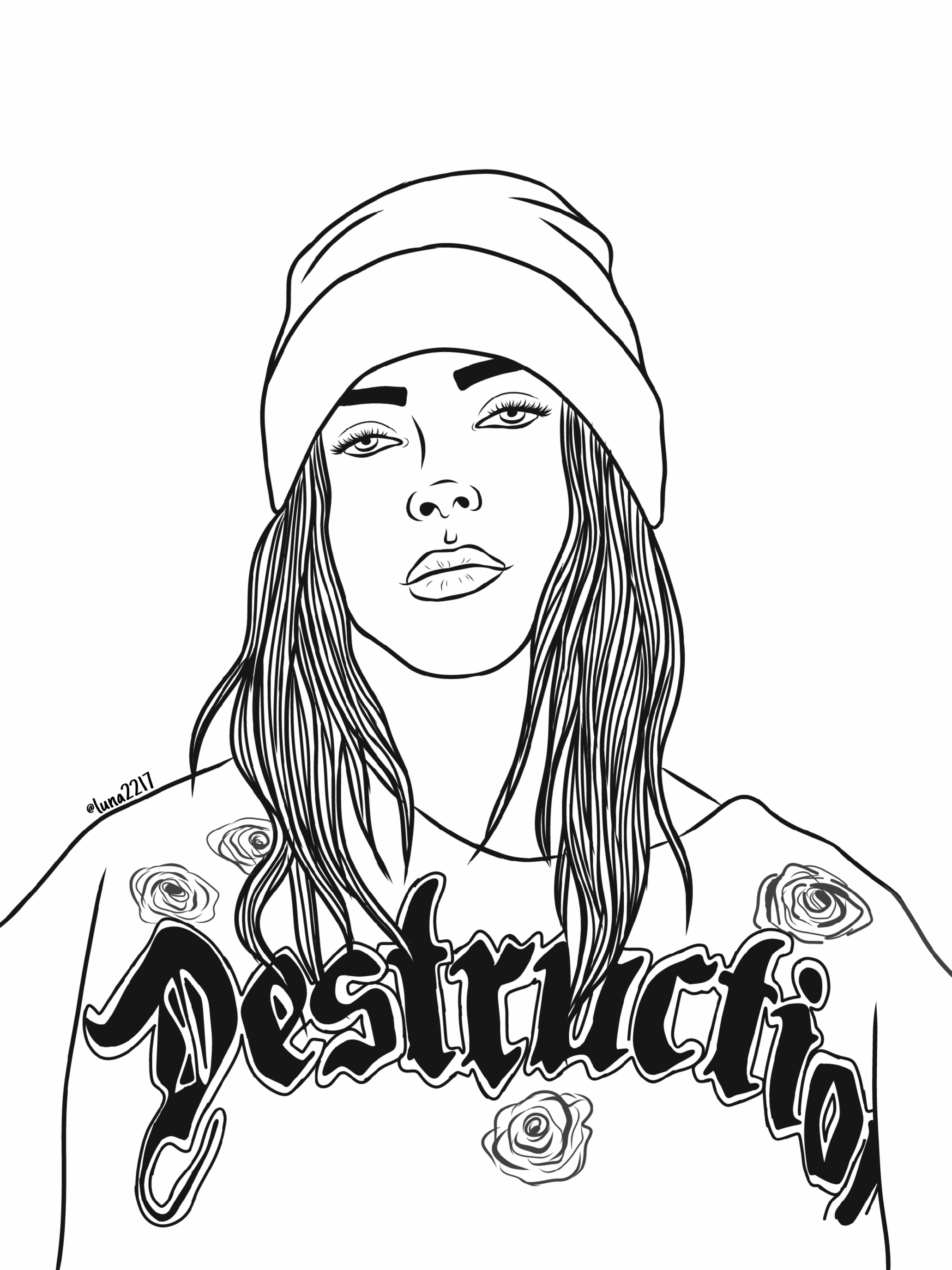 Download boggieboardcottage: Billie Eilish Drawing Outline