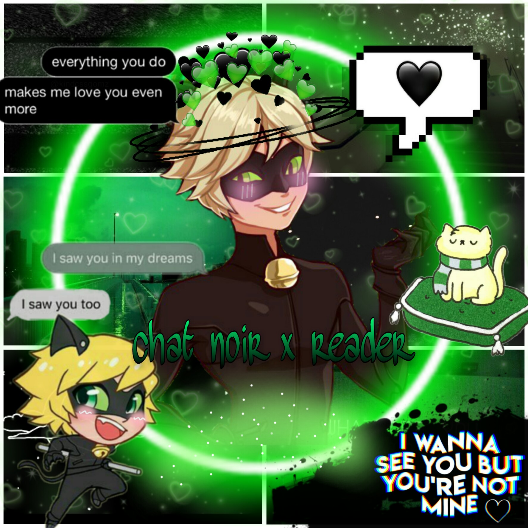 Freetoedit Chatnoir Green Black Miraculos Hot Fanedit