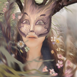 cheshirecat shrooms windy flowers magic nymph wonderland high mask druid artbyme naïveart freetoedit