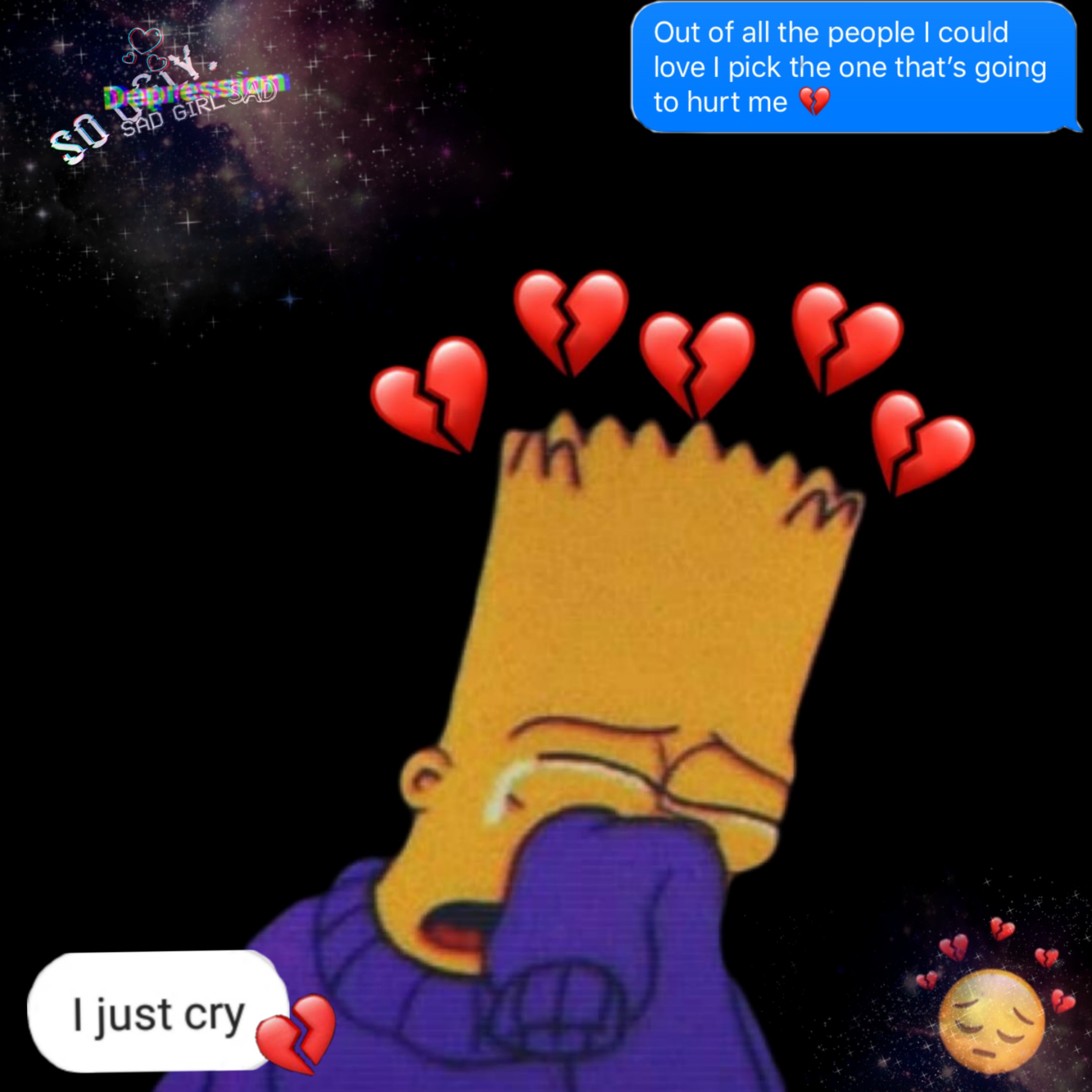 Sad Sadmoment Simpson Bart Love Heartbreak Fotoed