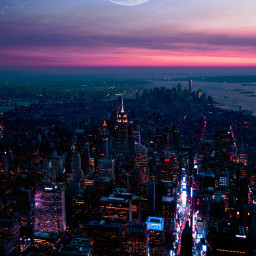 night moon city topview