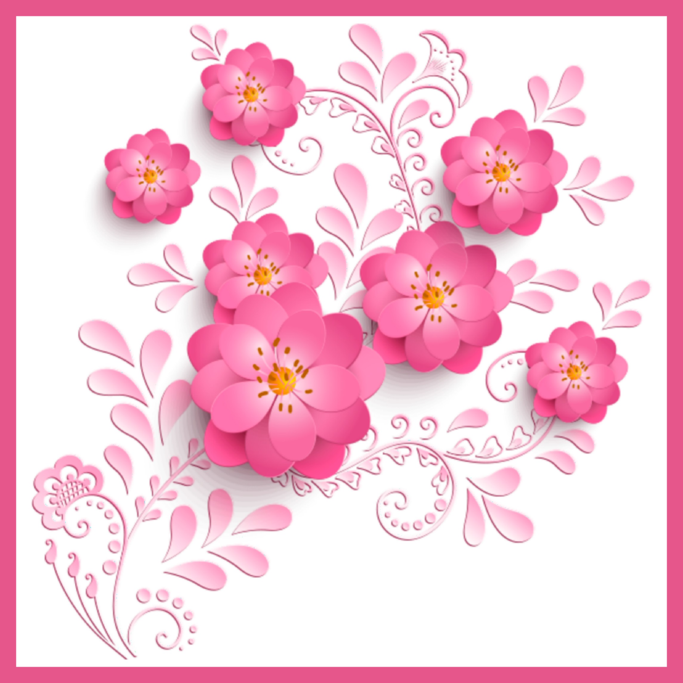 Розовый цветочный орнамент