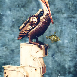 steampunkpelican steampunkart pelican birds fish wildlifephotography photomanipulation aiart creativeediting createdwithpicsart wonderaiapp editedbyme picsartedit redbubbleartist heypicsart local cn2022 freetoedit