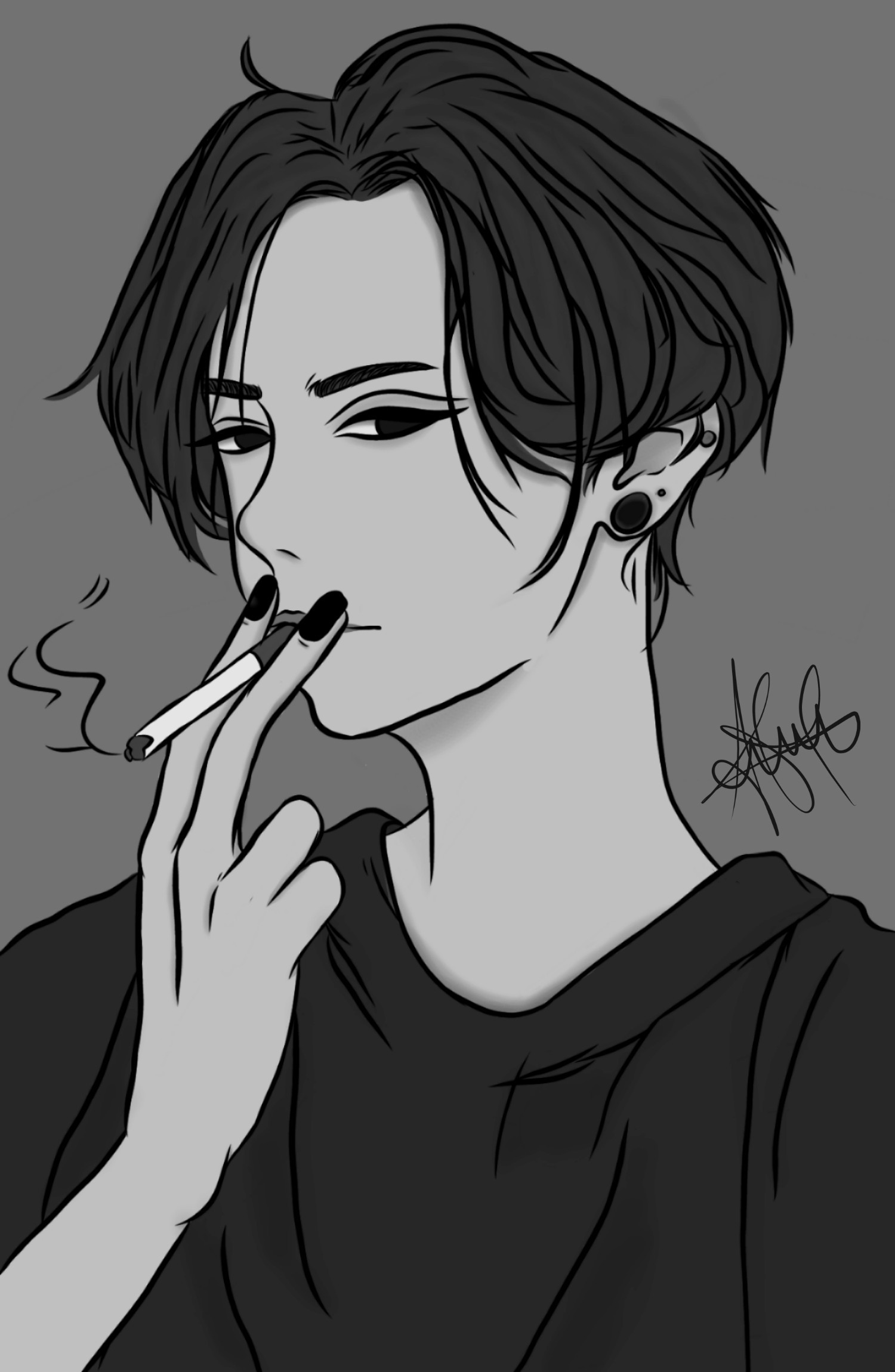 This visual is about gray anime boy smoke draw #Gray #Anime #Boy #Smoke #Dr...