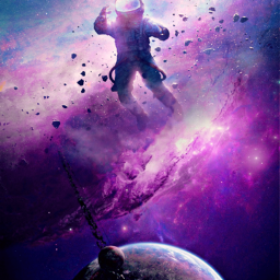 nebula space astronaut pink blue